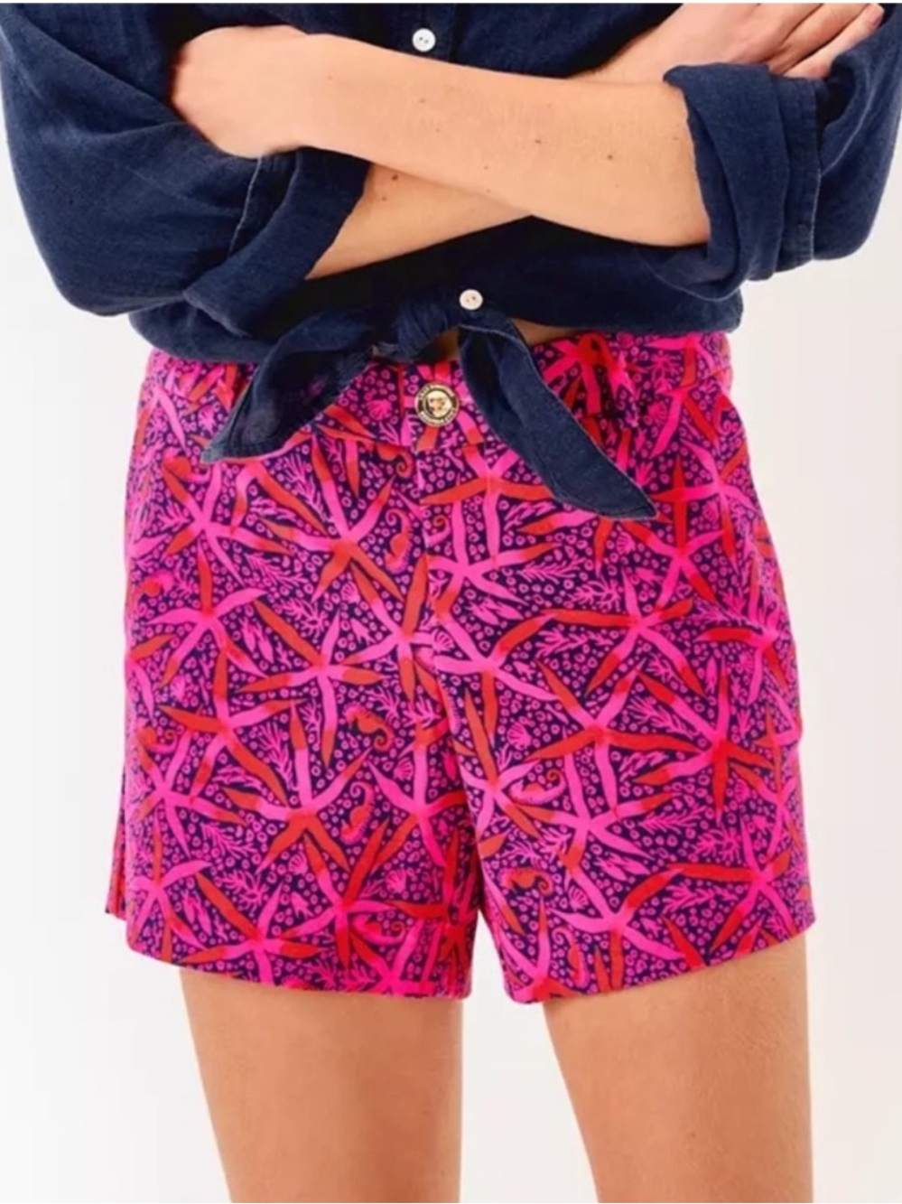 Lilly Pulitzer Callahan Knit Shorts in Passion Fruit Pink Star Searching Size 6